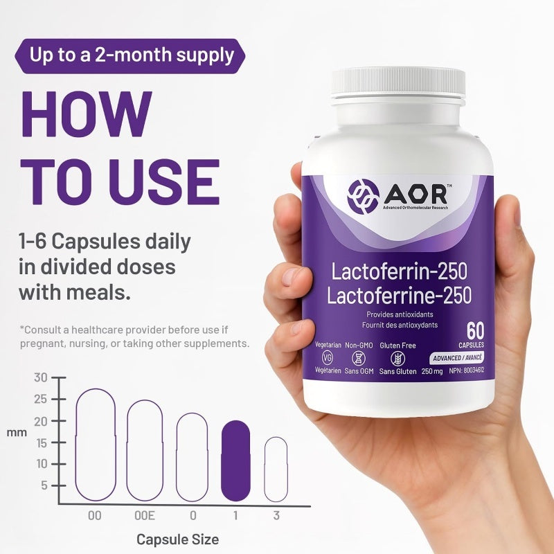 AOR 乳铁蛋白-250 60粒素食胶囊 免疫调节与抗炎