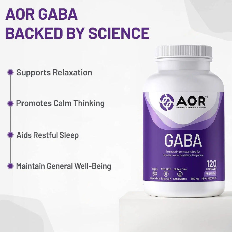 AOR GABA Capsules, 600mg, 120 Vegan Capsules