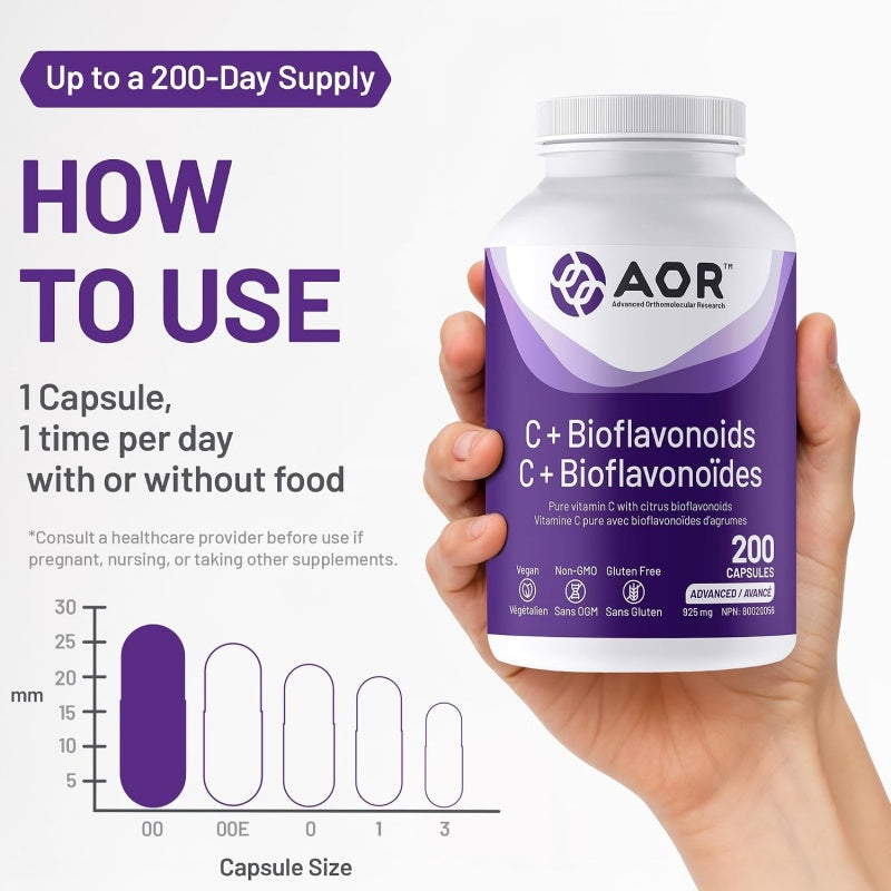 AOR Vitamin C + Bioflavonoids 200 Capsules