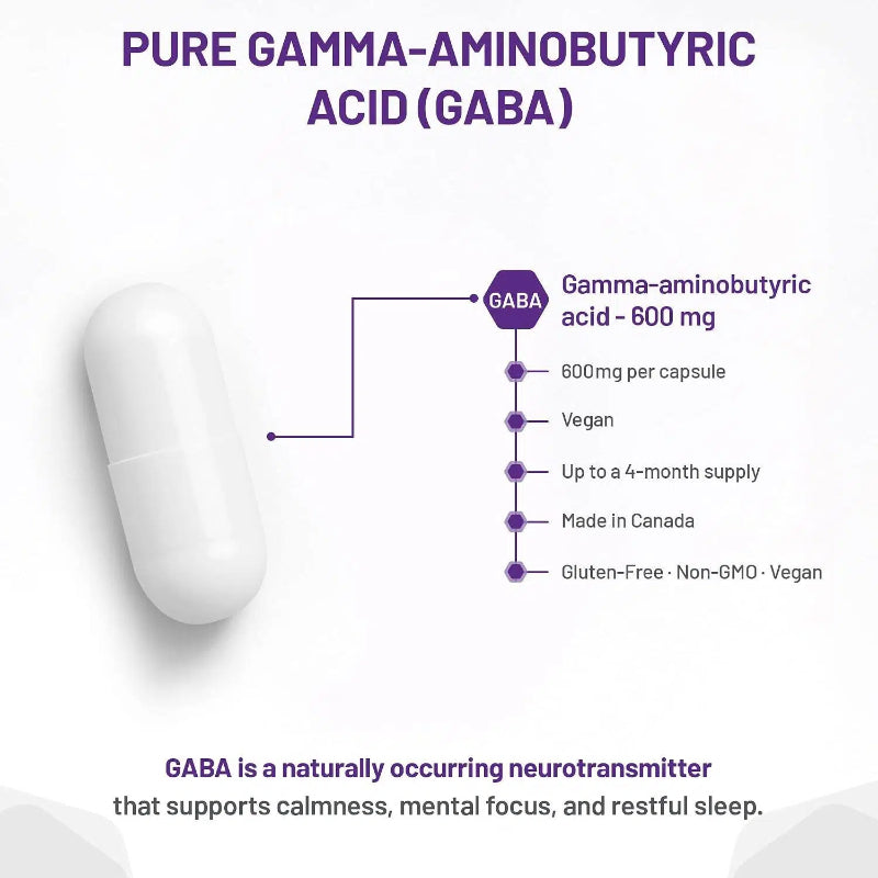 AOR GABA Capsules, 600mg, 120 Vegan Capsules