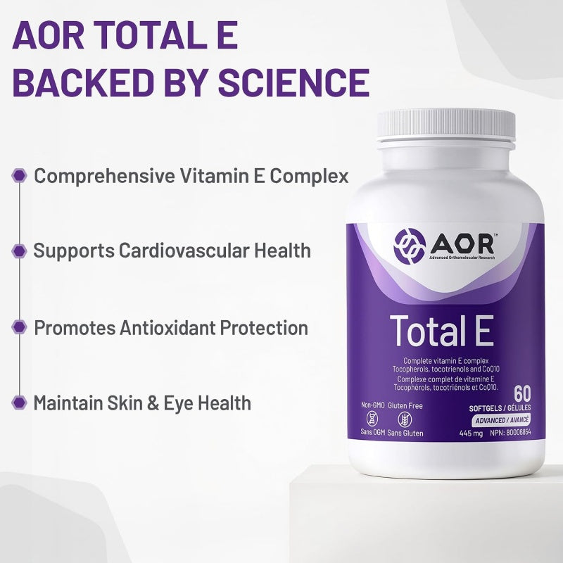 AOR Total E 60 sofgels - Vitamin E Complex Tocopherols, Tocotrienols & COQ10