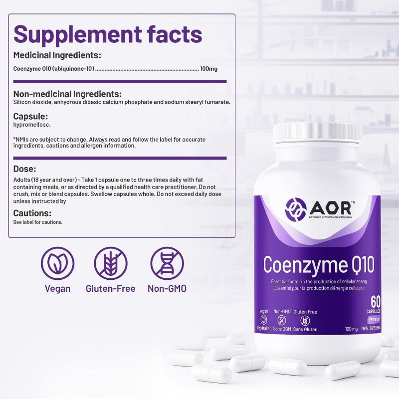 AOR 輔酶 Q10 100 毫克 60 素食膠囊 心血管健康