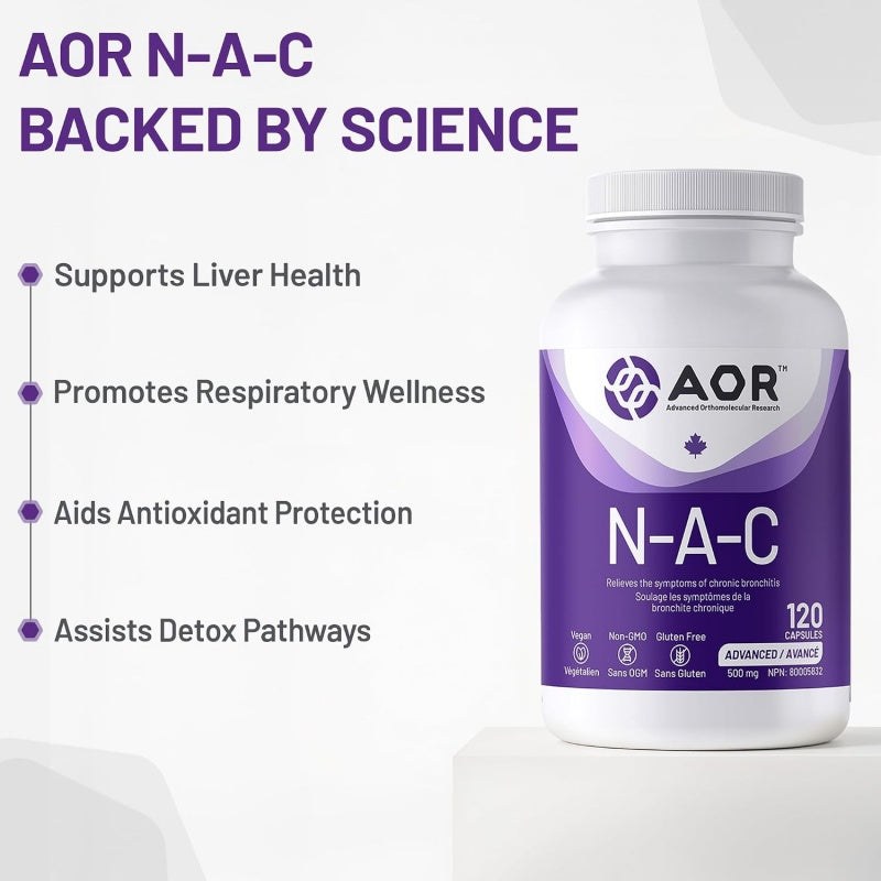 AOR N-A-C N-乙酰半胱氨酸 500毫克，120粒 抗氧化与免疫 清除肺部粘液祛痰