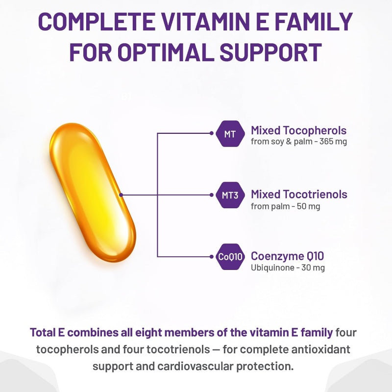 AOR Total E 60 sofgels - Vitamin E Complex Tocopherols, Tocotrienols & COQ10