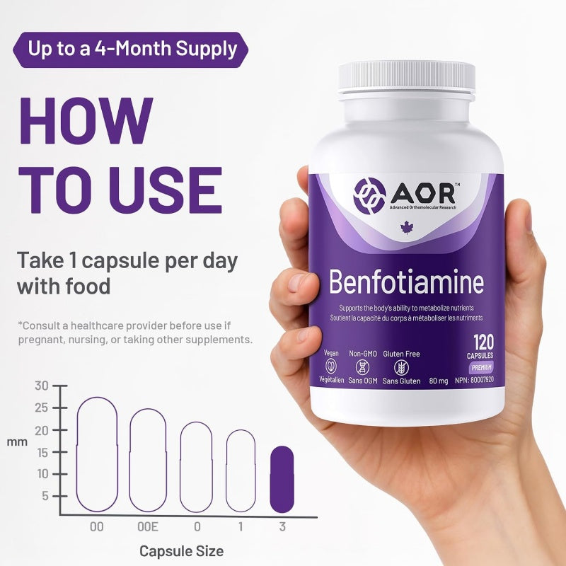 AOR 苯磷硫胺 80 毫克 120 粒素食胶囊 有助于维持健康的血糖水平