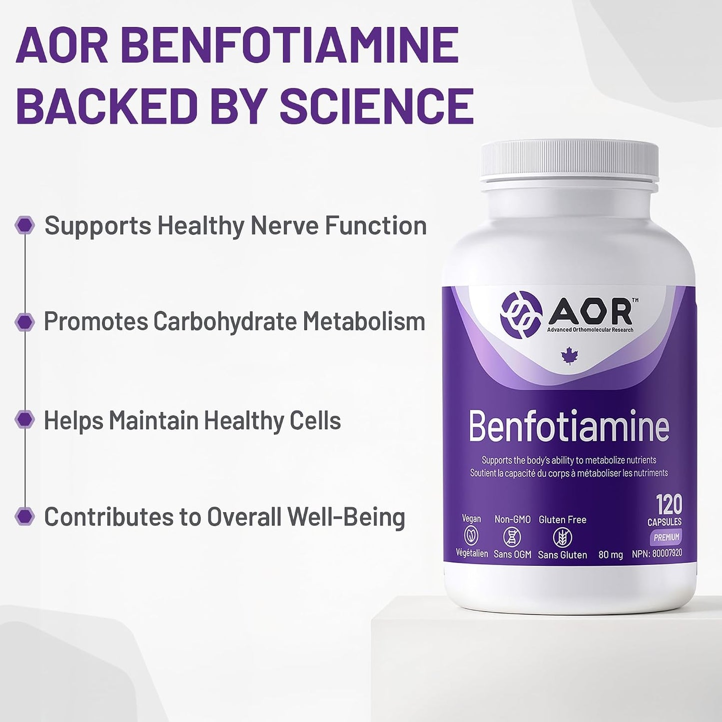 AOR 苯磷硫胺 80 毫克 120 粒素食胶囊 有助于维持健康的血糖水平