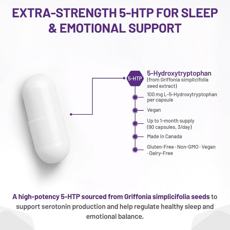 AOR 5-HTP 超強效配方 90 粒素食膠囊 改善抑鬱和焦慮 改善睡眠