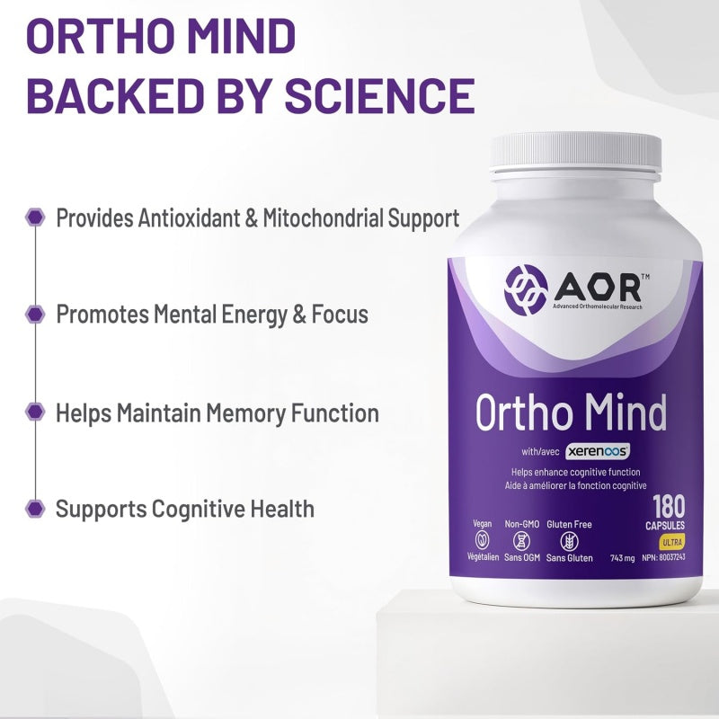 AOR Ortho Mind 认知支持胶囊 180粒素食胶囊 提升专注力和思维清晰度