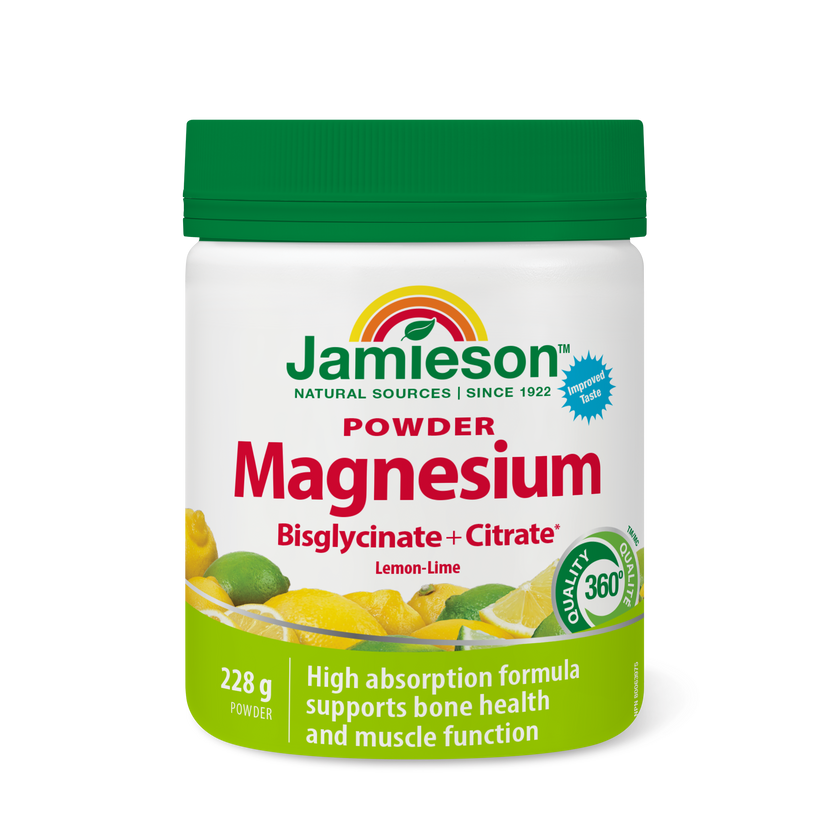 Jamieson Magnesium Bisgylcinate Plus Citrate Powder Lemon Lime 228g