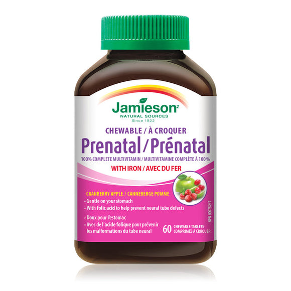 Jamieson Prenatal 100% Complete Multivitamin Chewable - Cranberry Apple 60's