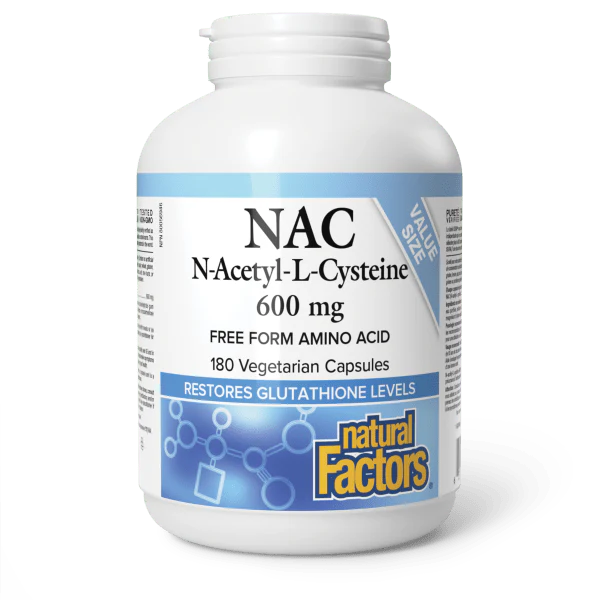 Natural Factors 提高免疫力N-Acetyl-L-Cysteine 600毫克，優惠裝180粒素食膠囊