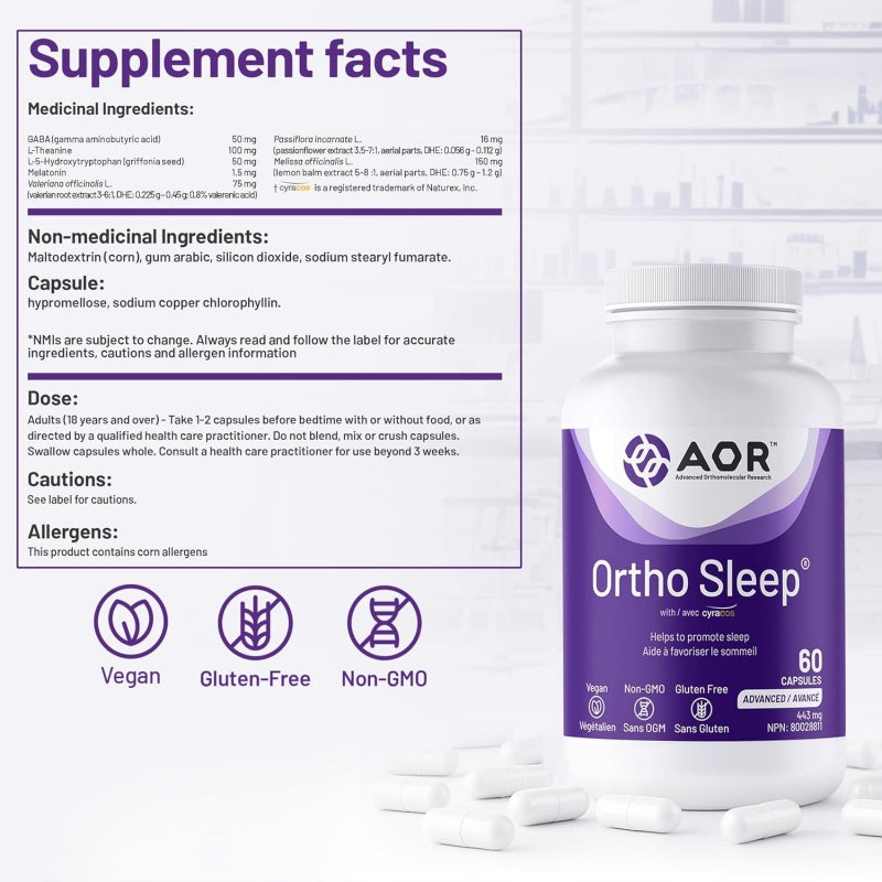 AOR Ortho Sleep 443毫克，60粒 天然助眠