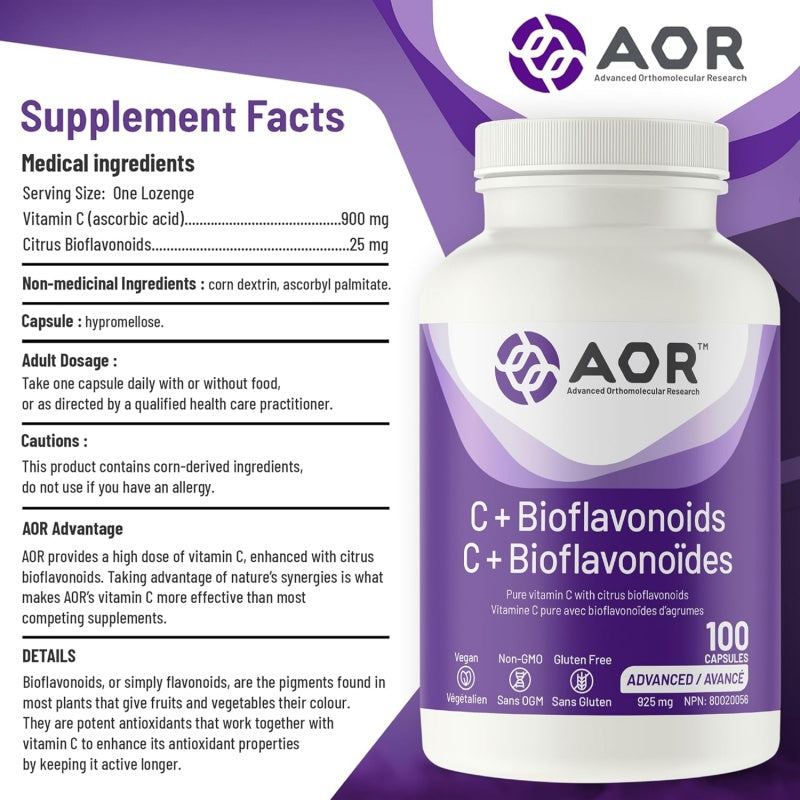 AOR Vitamin C + Bioflavonoids 100 Capsules