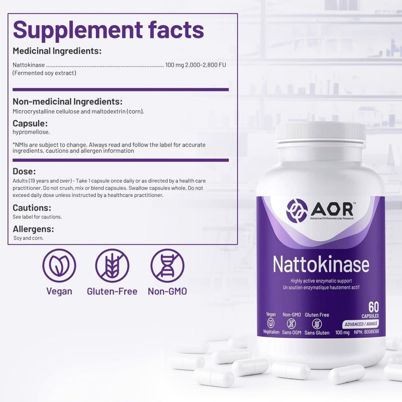 AOR Nattokinase 100mg, 60 vcaps