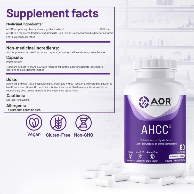 AOR AHCC 60粒素食膠囊 - 香菇菌絲體萃取物 抗氧化