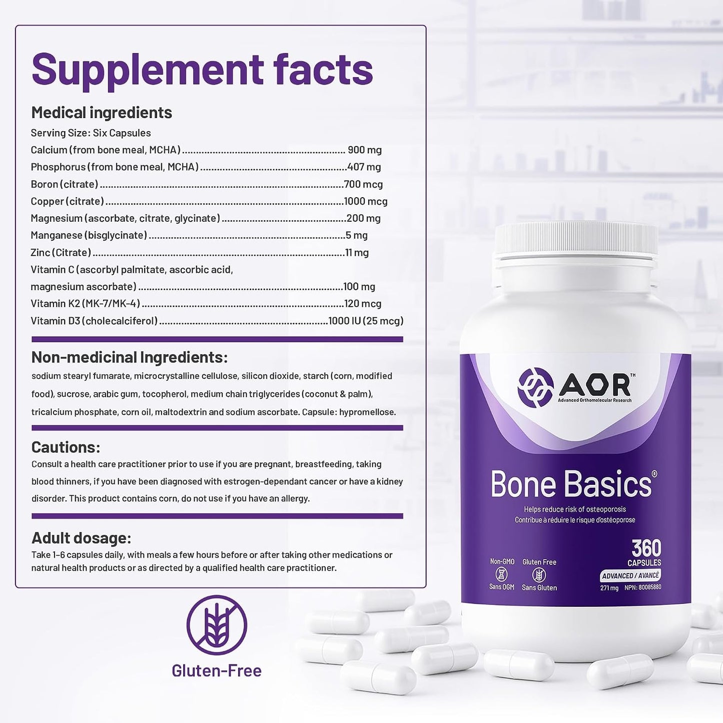 AOR Bone Basics 360粒胶囊 多营养素组合，促进骨骼健康