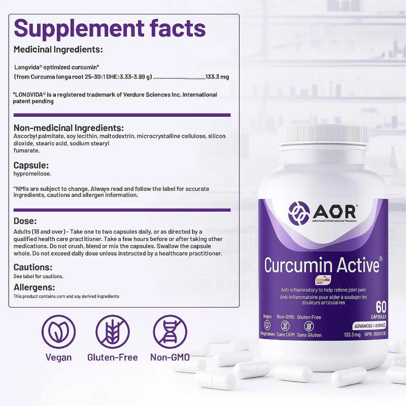 AOR Curcumin Active 133.3mg  60 Vegan Capsules