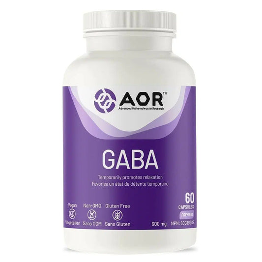 AOR GABA Capsules, 600mg, 60 Vegan Capsules