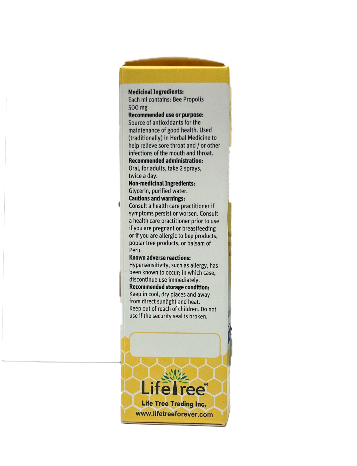 Bee Happy Propolis Throat Spray 30 ml box ingredients and directions