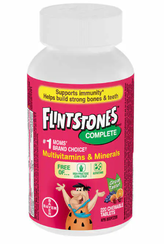 Flintstones 儿童复合多种维生素和矿物质，220 粒咀嚼片