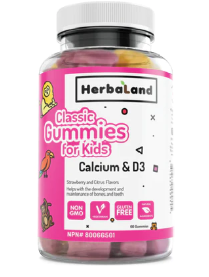 Herbaland Calcium and D3 Classic Gummies for Kids, 60 Gummies