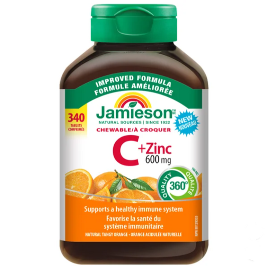 Jamieson 維生素 C + 鋅咀嚼片 600 毫克，340 片
