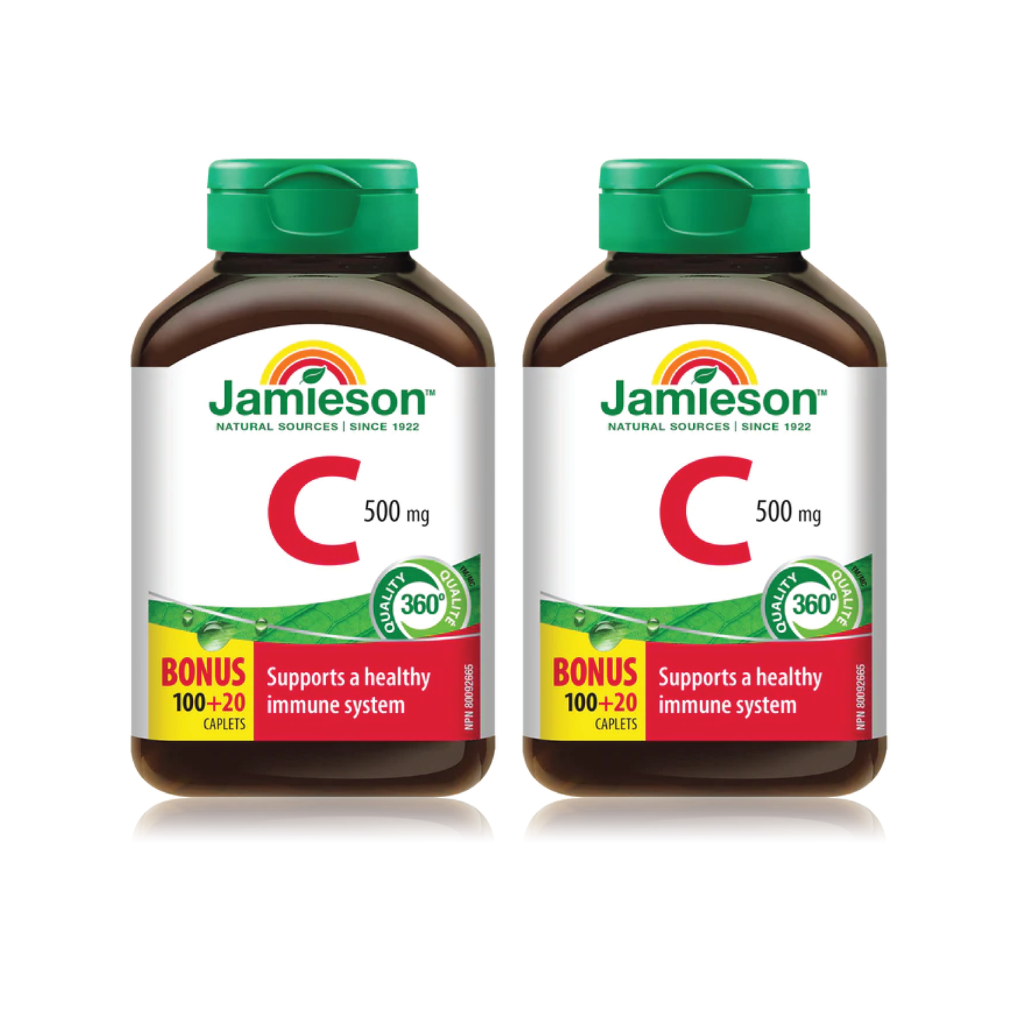 2 x Jamieson Vitamin C, 500 mg, 100 tablets + 20 FREE BONUS Bundle