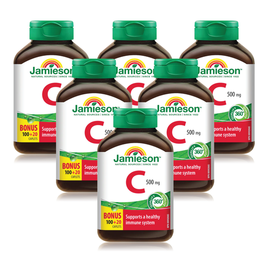 6 x Jamieson Vitamin C, 500 mg, 100 tablets + 20 FREE BONUS Bundle