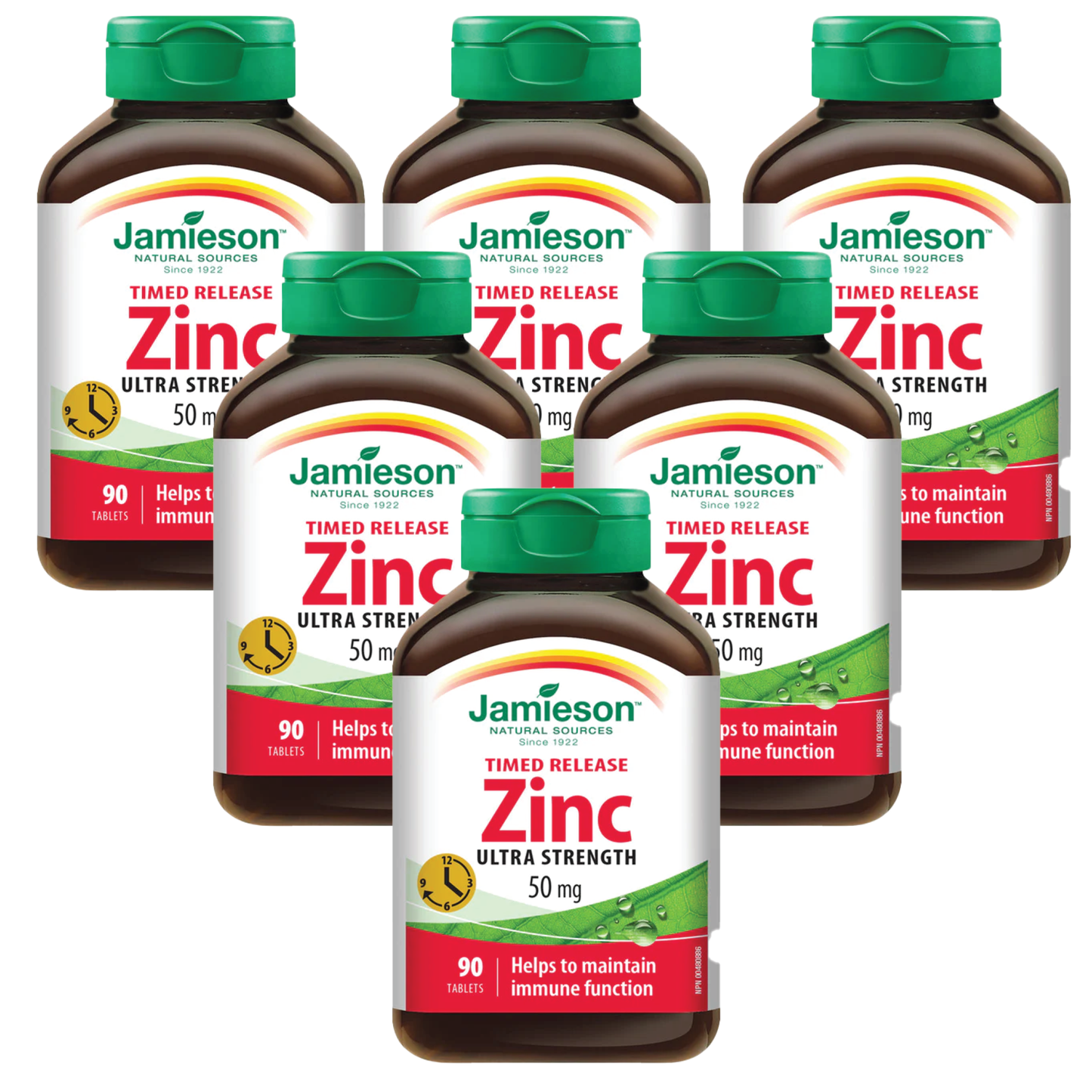 6 x Jamieson Zinc 50 mg Time Release 90 tablets Bundle