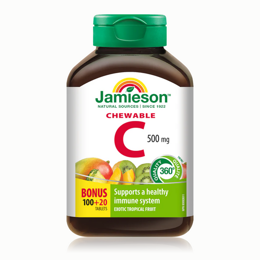 Jamieson 维生素C，500毫克，热带水果口味，可咀嚼100片+ 20片