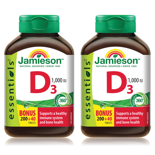 【優惠組合】2 x Jamieson 維生素D 1000 IU，特惠裝 200+40片