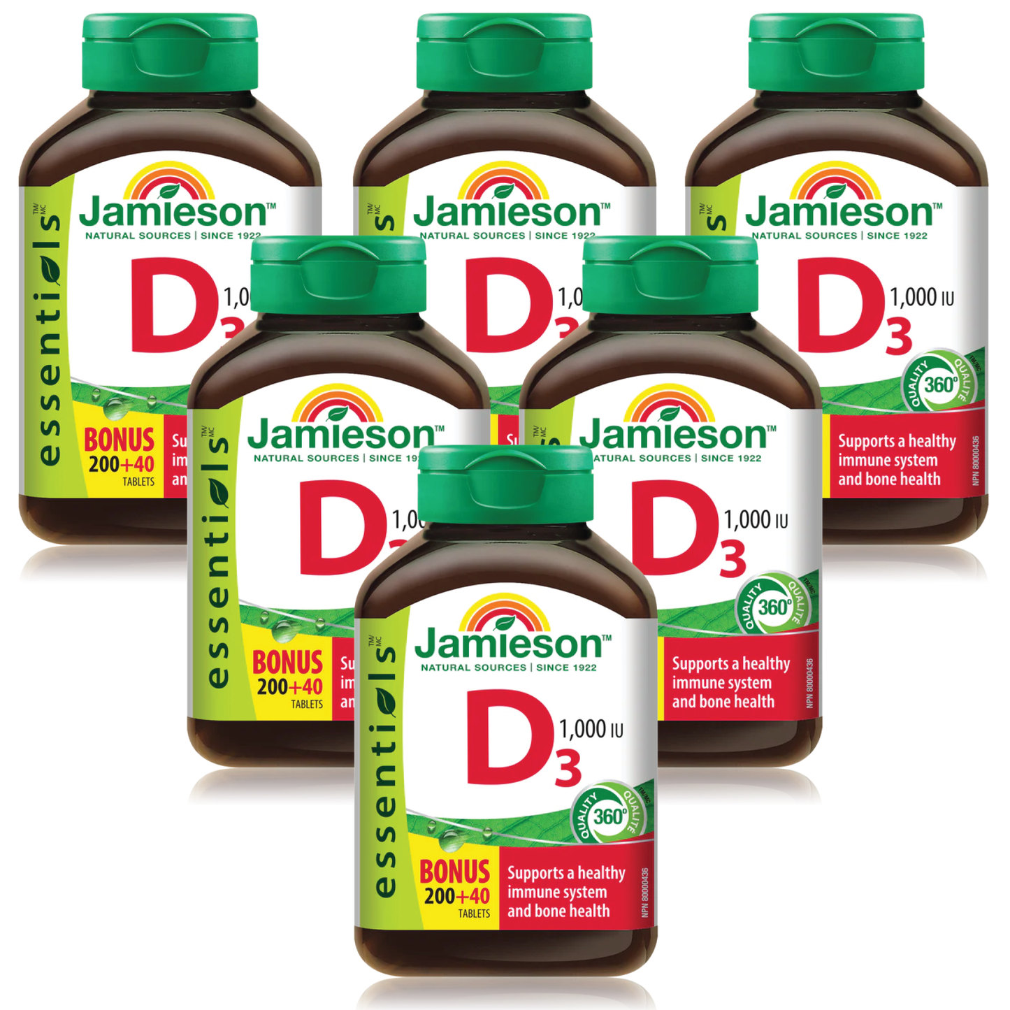 6 x Jamieson Essentials Vitamin D 1000 IU, 240 tabs Bundle