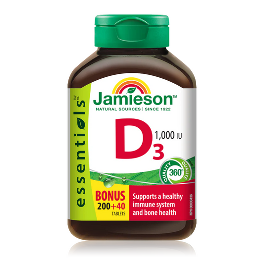 Jamieson 維生素D 1000 IU，特惠裝 200+40片