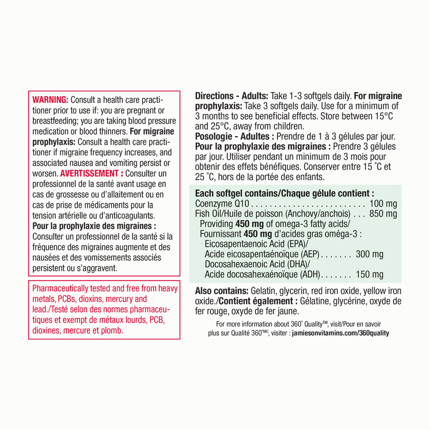健美生 Jamieson CoQ10 with Omega-3 30 softgels ingredients