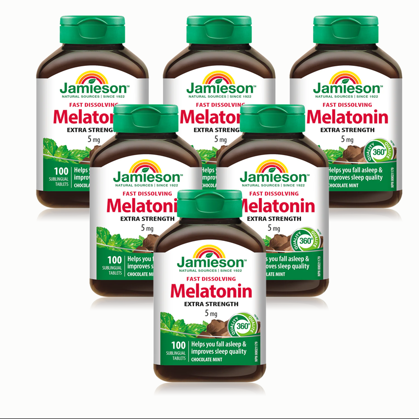 【优惠组合】6瓶 x Jamieson 褪黑素5毫克（速溶），100片