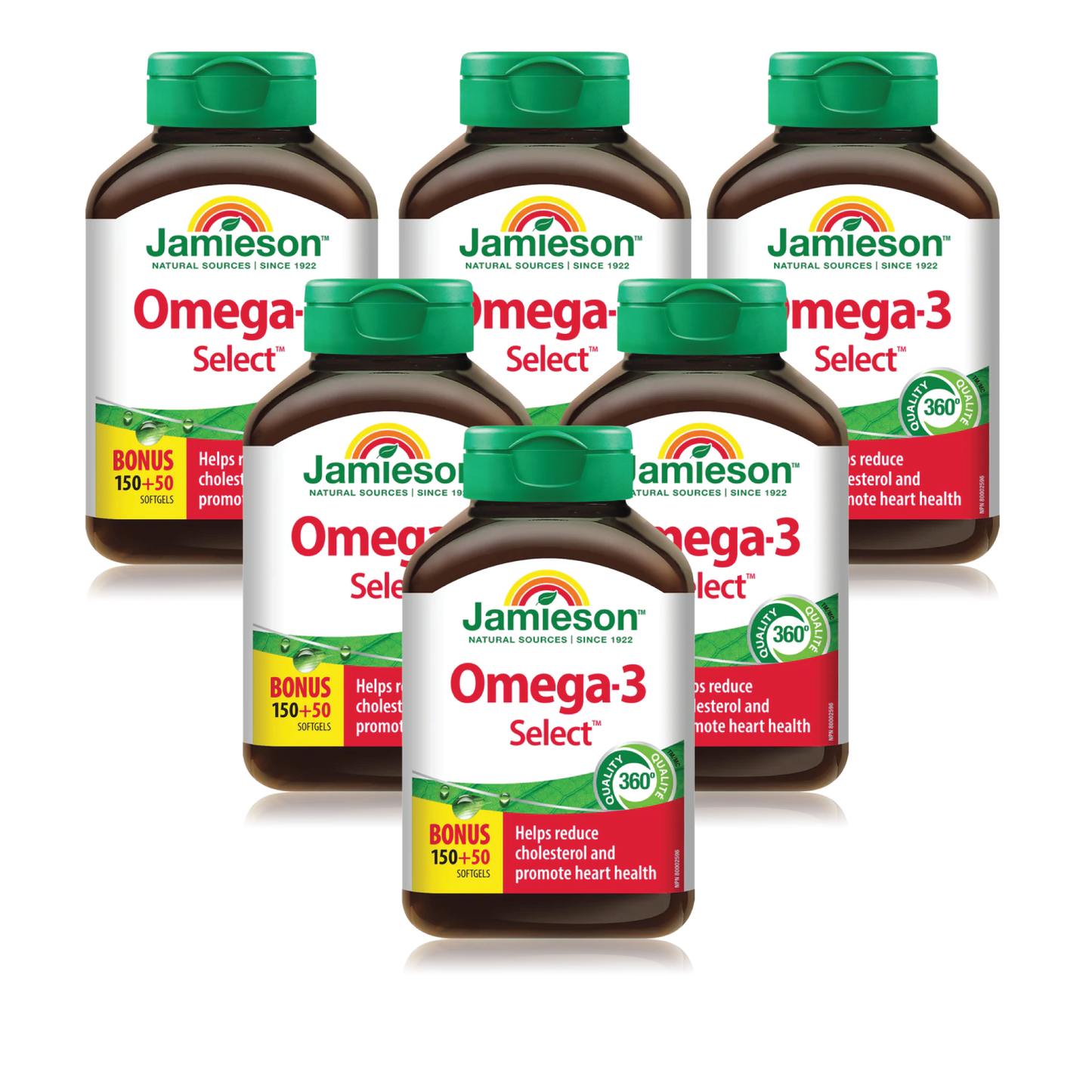 6 x Jamieson Omega-3 Select 1,000 毫克 200 粒软胶囊奖励套装