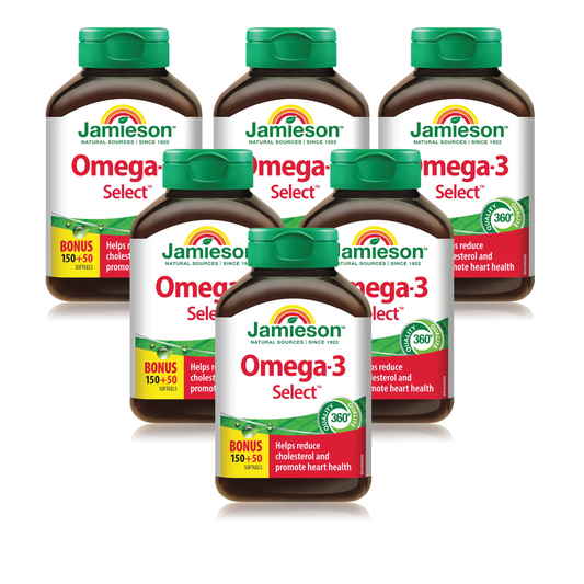 6 x Jamieson Omega-3 Select 1,000 mg 200 Softgels Bonus Bundle