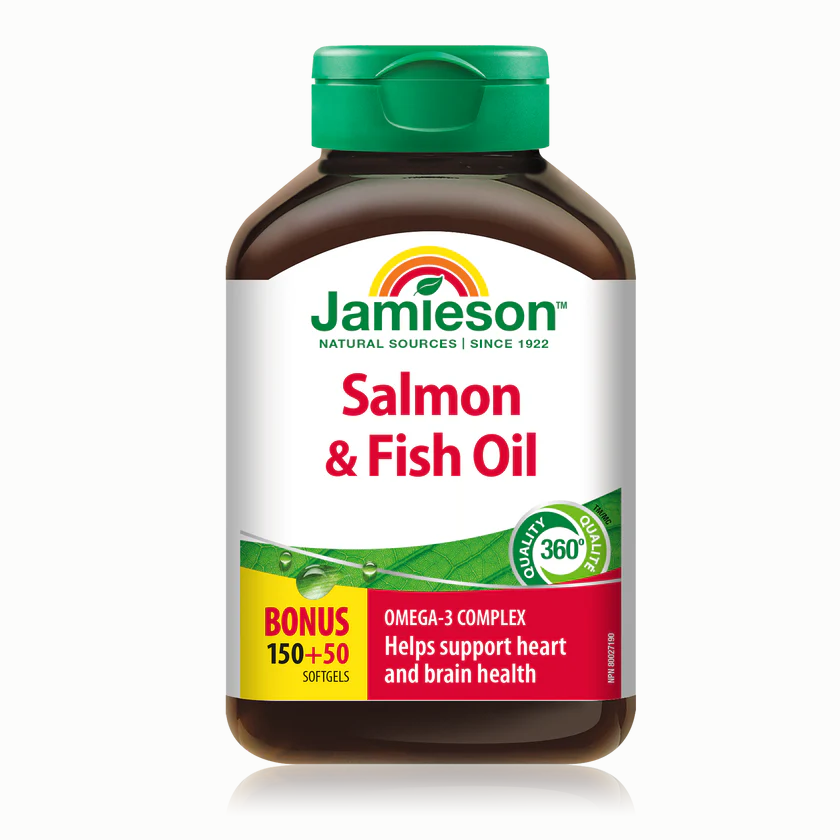 Jamieson Salmon and Fish Oils Omega-3 Complex, 150+50 BONUS softgels