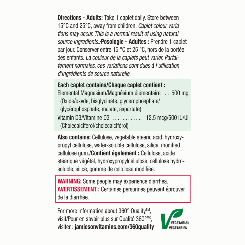 Jamieson Magnesium & Vitamin D3 60 caplets