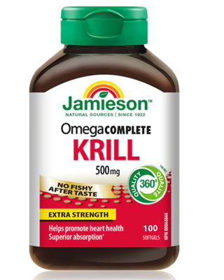 【clearance】 Jamieson Omega Complete™ Extra Strength Super Krill 500 mg, 100 softgels EXP: 4/2025