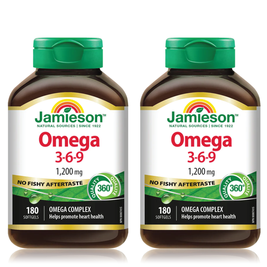 2 x Jamieson Omega 3-6-9 1200 mg 180 softgels Bundle