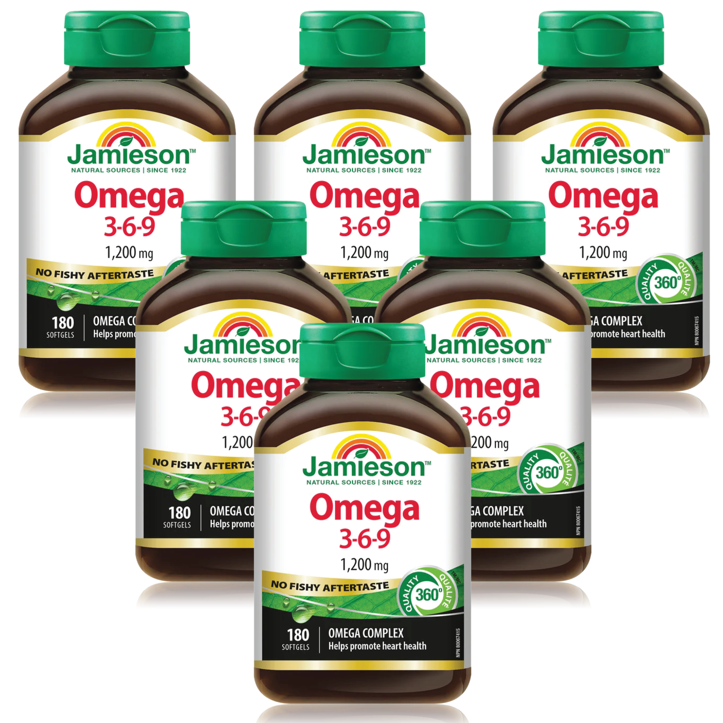 6 x Jamieson Omega 3-6-9 1200 mg 180 softgels Bundle
