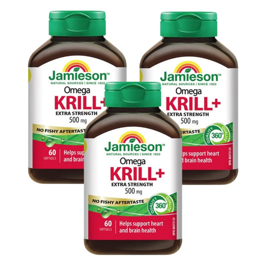 3x Jamieson Omega Krill Plus 500 mg, 60 softgels Bundle