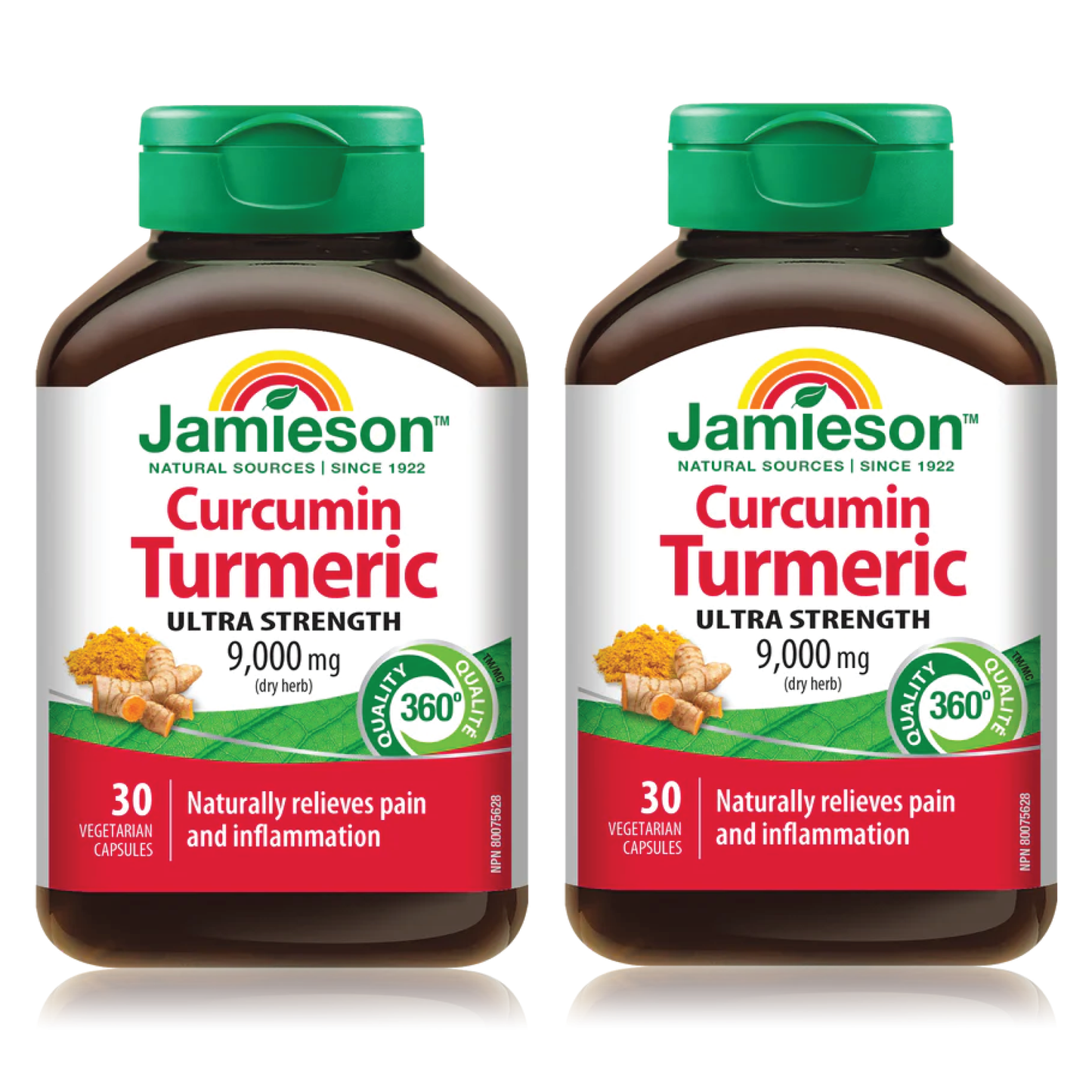 2 x Jamieson Curcumin Turmeric 9,000 mg 30 veg. capsules Bundle