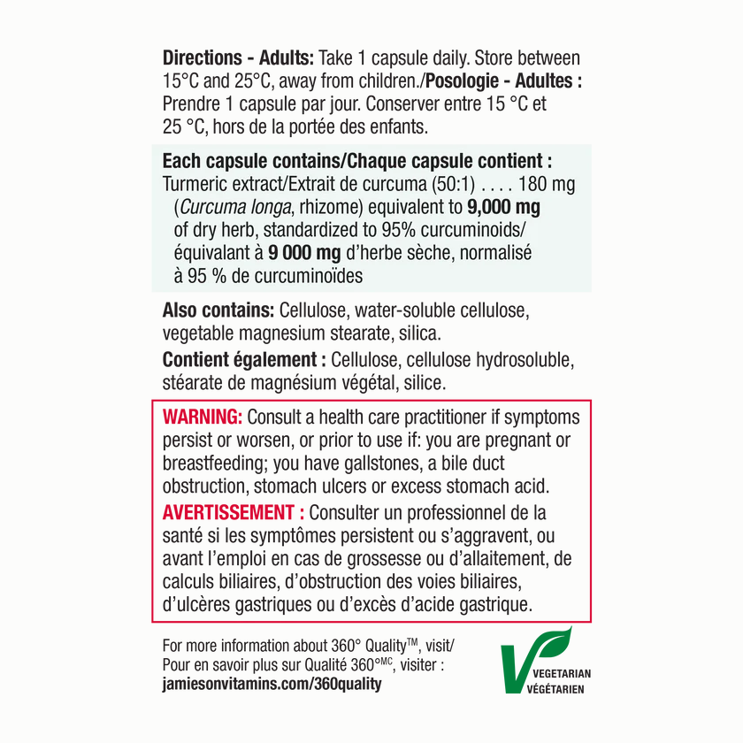 Jamieson Curcumin Turmeric 9,000 mg 30 veg. capsules