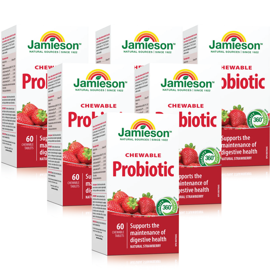 6 x Jamieson Chewable Probiotic, Strawberry Yogurt, 60 tabs Bundle
