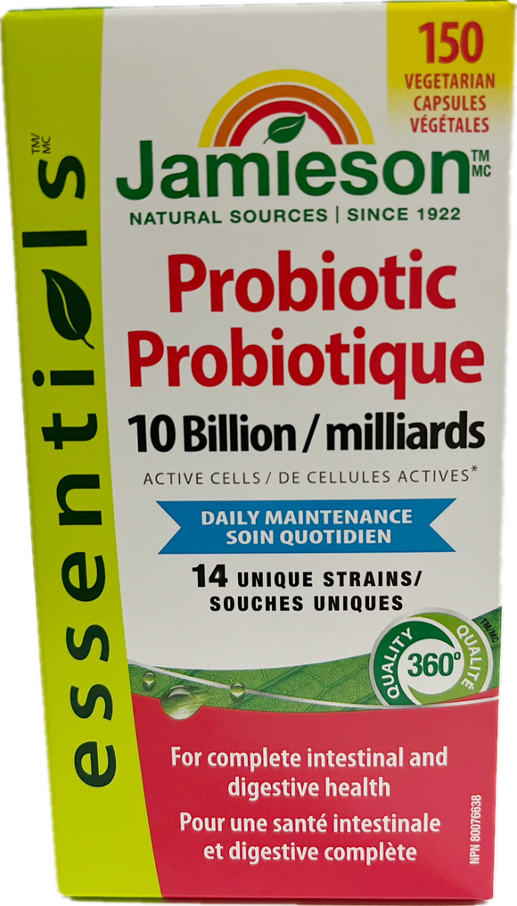 Jamieson Essentials Probiotic 10 Billion Active Cells, 150 Vegcapsules