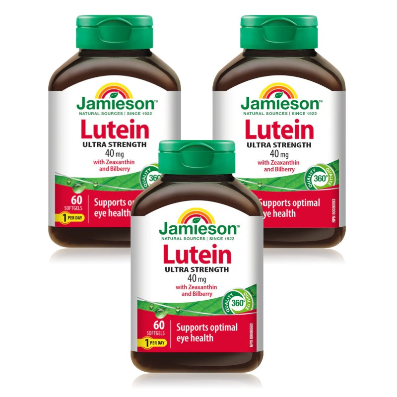 3x Jamieson Lutein 40mg Ultra Strength 60 softgels Bundle