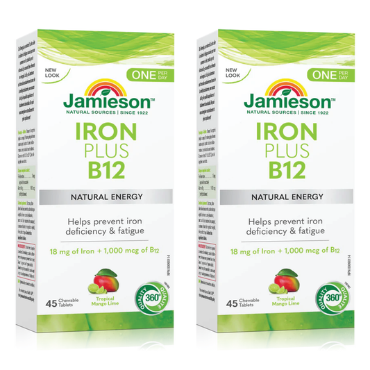 2 x Jamieson Iron + Vitamin B12 Chewable 45's Bundle
