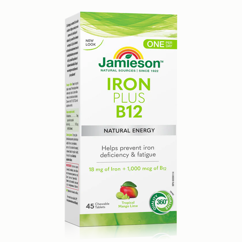 Jamieson 鐵+維生素B12，咀嚼片45粒